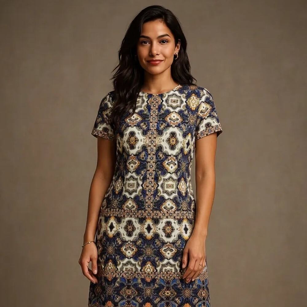 London Times medallion print shift dress